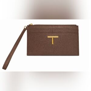 Tahari Dark Brown Wristlet with Gold Detail